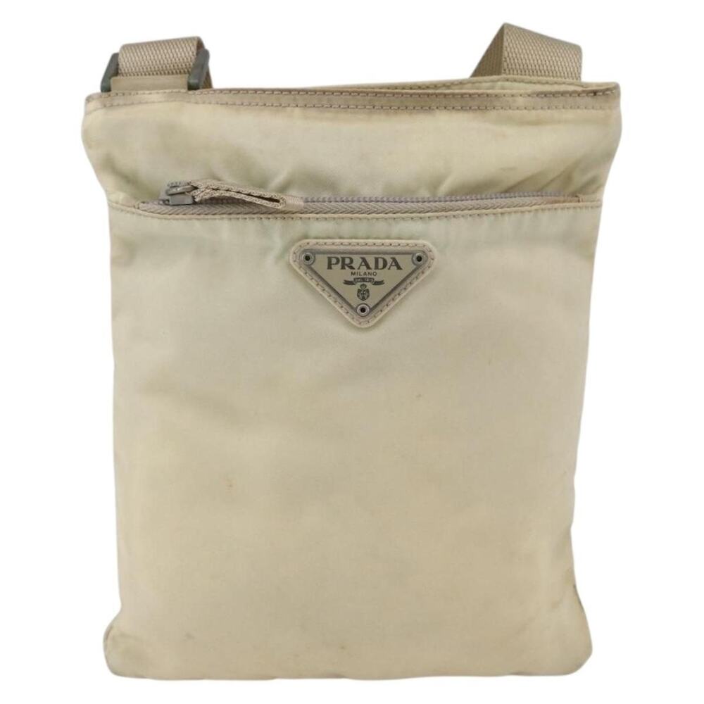 Prada Nylon Shoulder Bag Ivory White